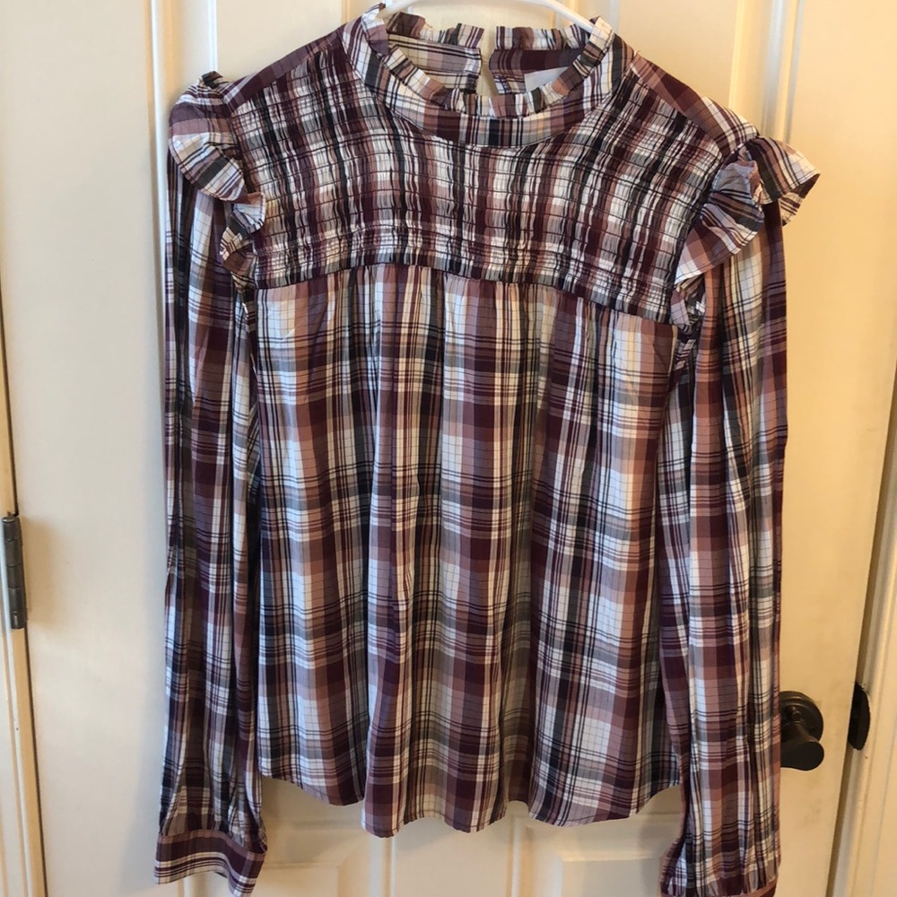 Loft long sleeve ruched blouse
